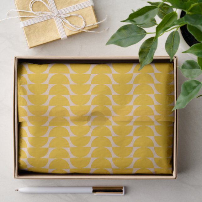 Modern Geometric Simple Shapes Pattern Yellow Tissue Paper (Gift)