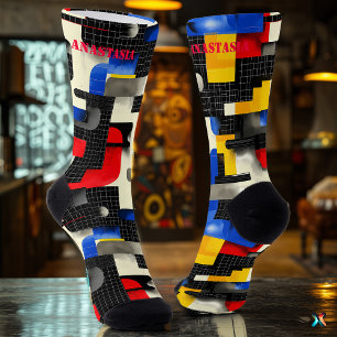 Modern Geometric Socks with Bold Colour Blocks