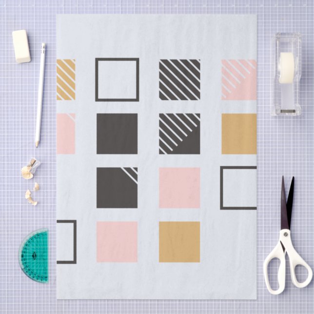 Modern Geometric Square Pattern Tissue Paper (Craft)