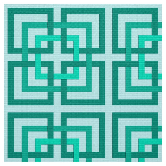 Modern Geometric Squares, Aqua and Turquoise Fabric (Swatch)