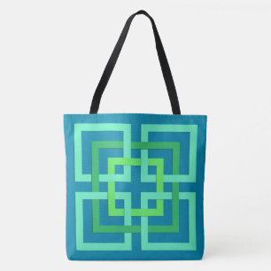 Modern Geometric Squares, Aqua, Teal, Lime Green Tote Bag