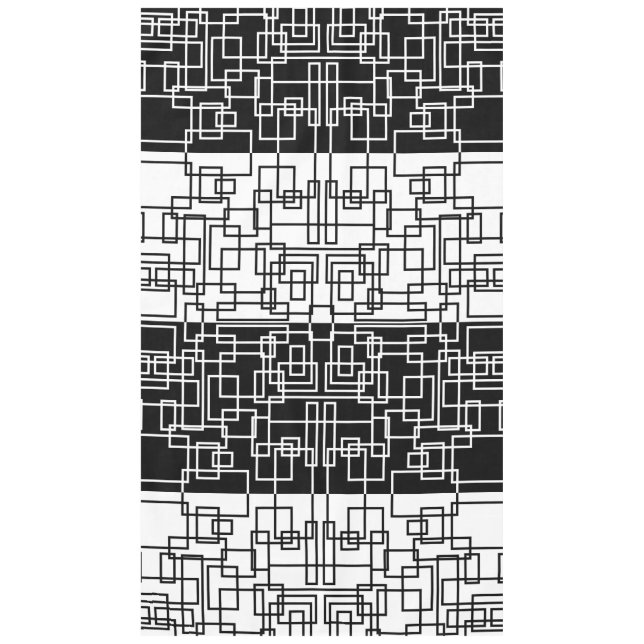 Modern Geometric Squares BW Mix Tablecloth (Front)