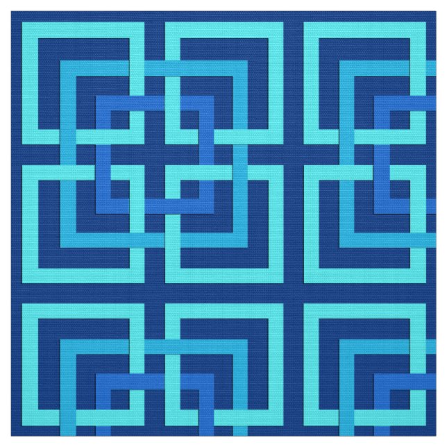 Modern Geometric Squares, Cobalt and Sky Blue Fabric (Swatch)