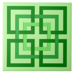 Modern Geometric Squares, Mint Green and Emerald Tile