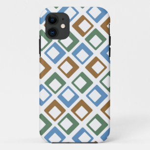 Modern Geometric Squares Orange Green Blue iPhone 11 Case