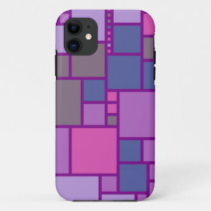Modern Geometric Squares   Pink Purple Blue iPhone 11 Case