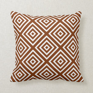 Modern Geometric Squares Rust Cushion