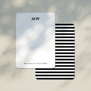 Modern Geometric Stripe Monogrammed Initial & Name Card