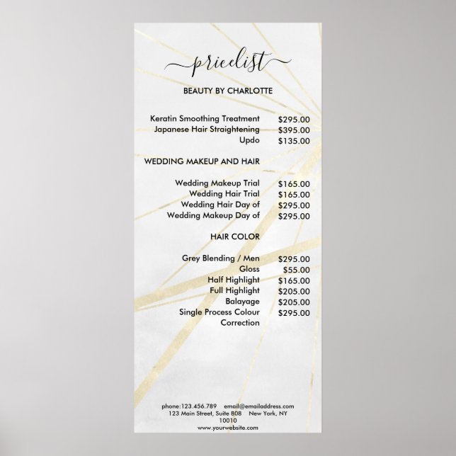Modern Geometric Style Pricelist Poster (Front)