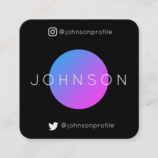 Modern geometric style with QR code black edit Square Business Card (Front)