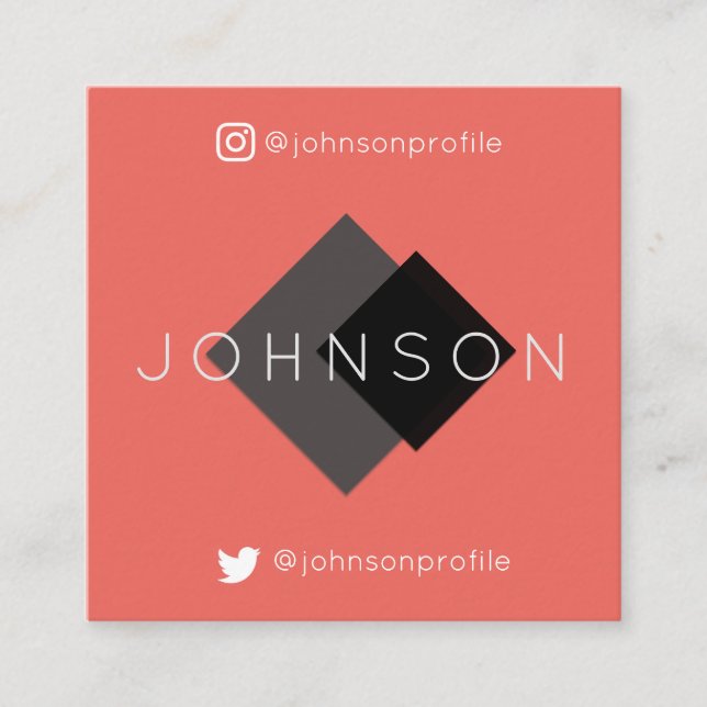 Modern geometric style with QR code Square Business Card (Front)