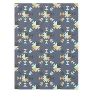 Modern Geometric Stylish Pattern Muted Blue Beige Tablecloth