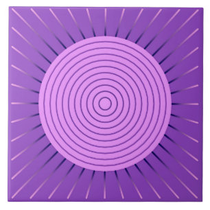 Modern Geometric Sunburst - Amethyst Purple Ceramic Tile