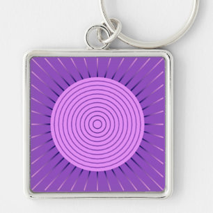 Modern Geometric Sunburst - Amethyst Purple Key Ring