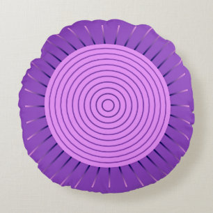 Modern Geometric Sunburst - Amethyst Purple Round Cushion