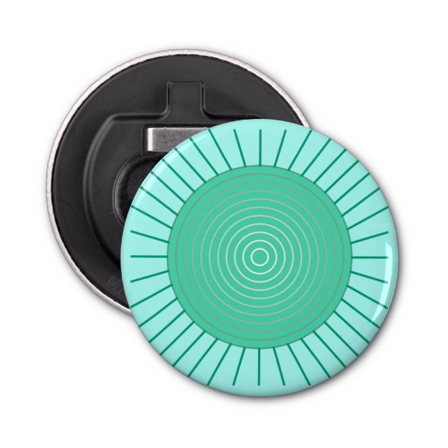 Modern Geometric Sunburst - Aqua and Seafoam Green Bottle Opener (Front)