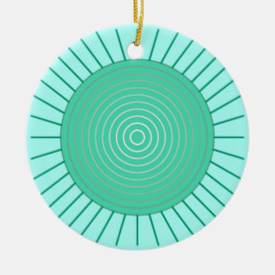 Modern Geometric Sunburst - Aqua and Seafoam Green Ceramic Tree Decoration