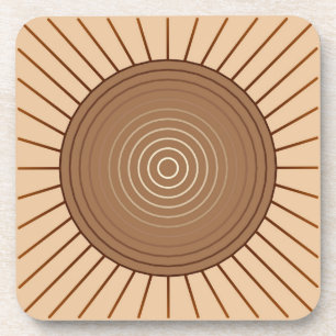 Modern Geometric Sunburst - Brown and Tan Coaster