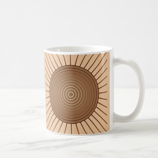 Modern Geometric Sunburst - Brown and Tan Coffee Mug (Right)