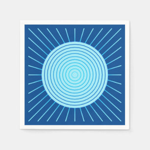 Modern Geometric Sunburst - Cobalt Blue and Aqua Napkin