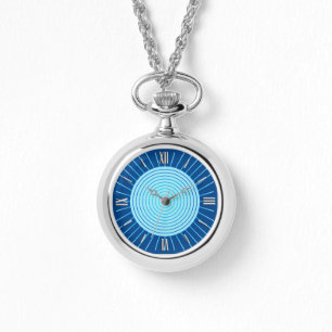 Modern Geometric Sunburst - Cobalt Blue and Aqua Watch