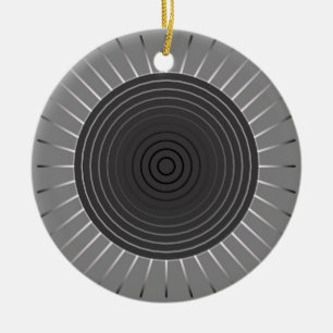 Modern Geometric Sunburst - Dark Haematite Grey Ceramic Ornament
