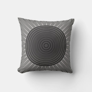 Modern Geometric Sunburst - Dark Haematite Grey Cushion