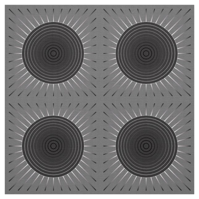 Modern Geometric Sunburst - Dark Haematite Grey Fabric (Swatch)