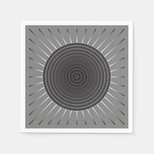 Modern Geometric Sunburst - Dark Haematite Grey Napkin