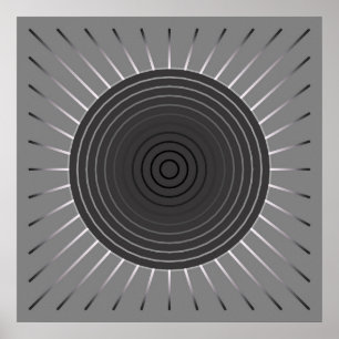 Modern Geometric Sunburst - Dark Haematite Grey Poster