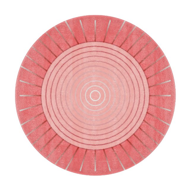 Modern Geometric Sunburst - Deep Coral Pink Cutting Board (Front)