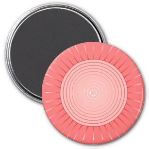 Modern Geometric Sunburst - Deep Coral Pink Magnet