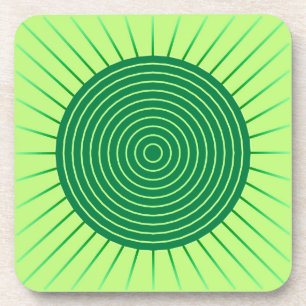 Modern Geometric Sunburst - Emerald Green and Lime Coaster