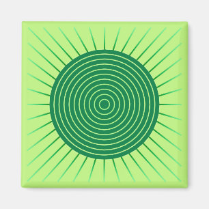 Modern Geometric Sunburst - Emerald Green and Lime Magnet
