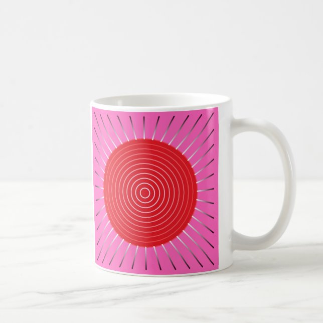 Modern Geometric Sunburst - Fuchsia and Red Coffee Mug (Right)