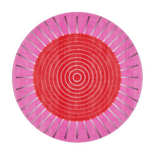 Modern Geometric Sunburst - Fuchsia and Red Cutting Board