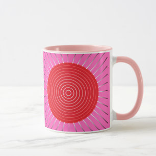Modern Geometric Sunburst - Fuchsia and Red Mug