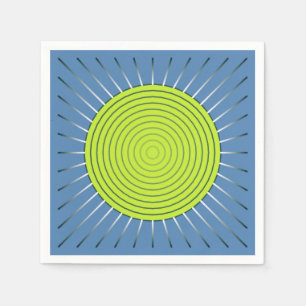 Modern Geometric Sunburst - Lime and Denim Blue Napkin