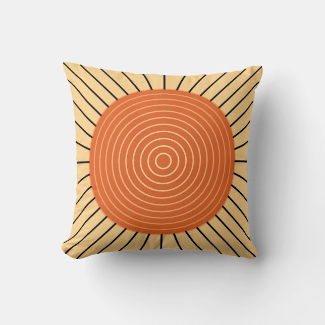 Modern Geometric Sunburst - Mandarin Orange Cushion (Front)