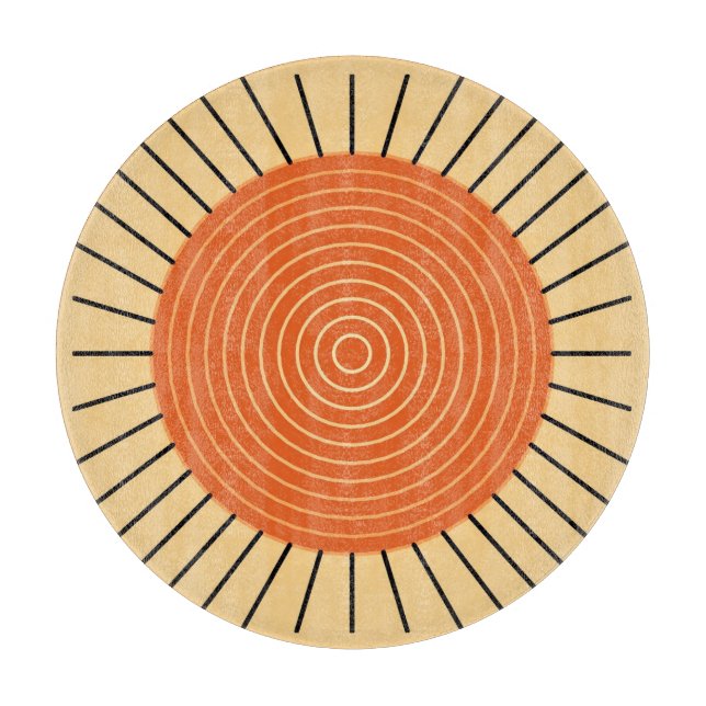 Modern Geometric Sunburst - Mandarin Orange Cutting Board (Front)