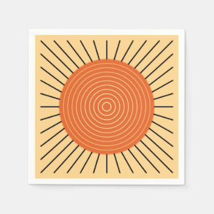 Modern Geometric Sunburst - Mandarin Orange Napkin