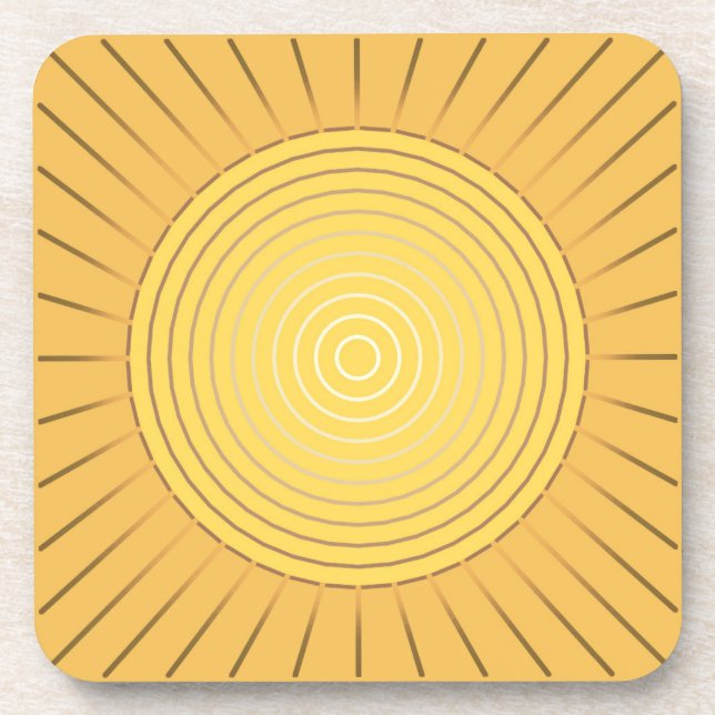 Modern Geometric Sunburst - Mustard Gold / Yellow Coaster (Front)