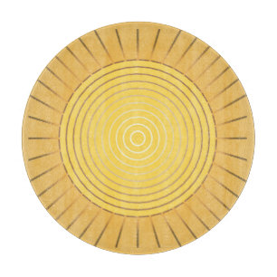 Modern Geometric Sunburst - Mustard Gold / Yellow Cutting Board