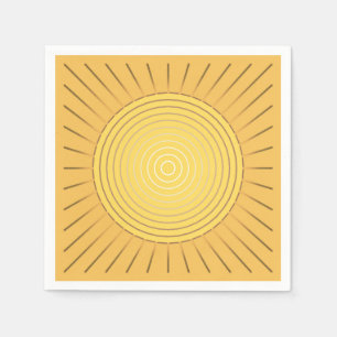 Modern Geometric Sunburst - Mustard Gold / Yellow Napkin