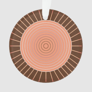 Modern Geometric Sunburst - Peach and Brown Ornament