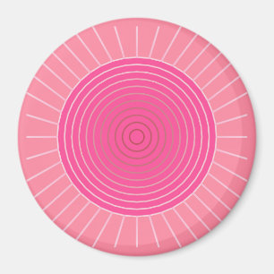 Modern Geometric Sunburst - Shades of Coral Pink Magnet