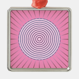 Modern Geometric Sunburst - Shades of Pink Metal Ornament