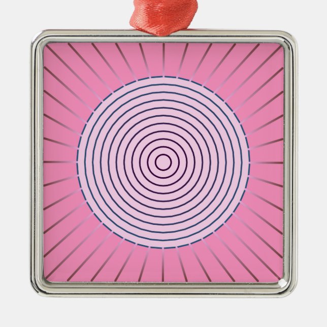 Modern Geometric Sunburst - Shades of Pink Metal Ornament (Front)