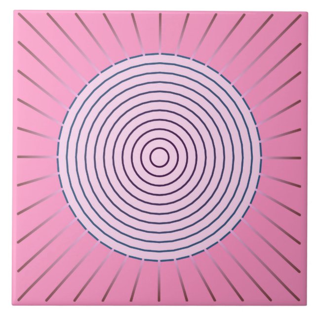 Modern Geometric Sunburst - Shades of Pink Tile (Front)