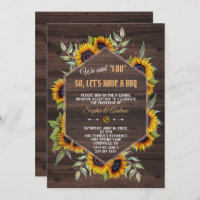 Modern Geometric Sunflowers Wood I DO BBQ